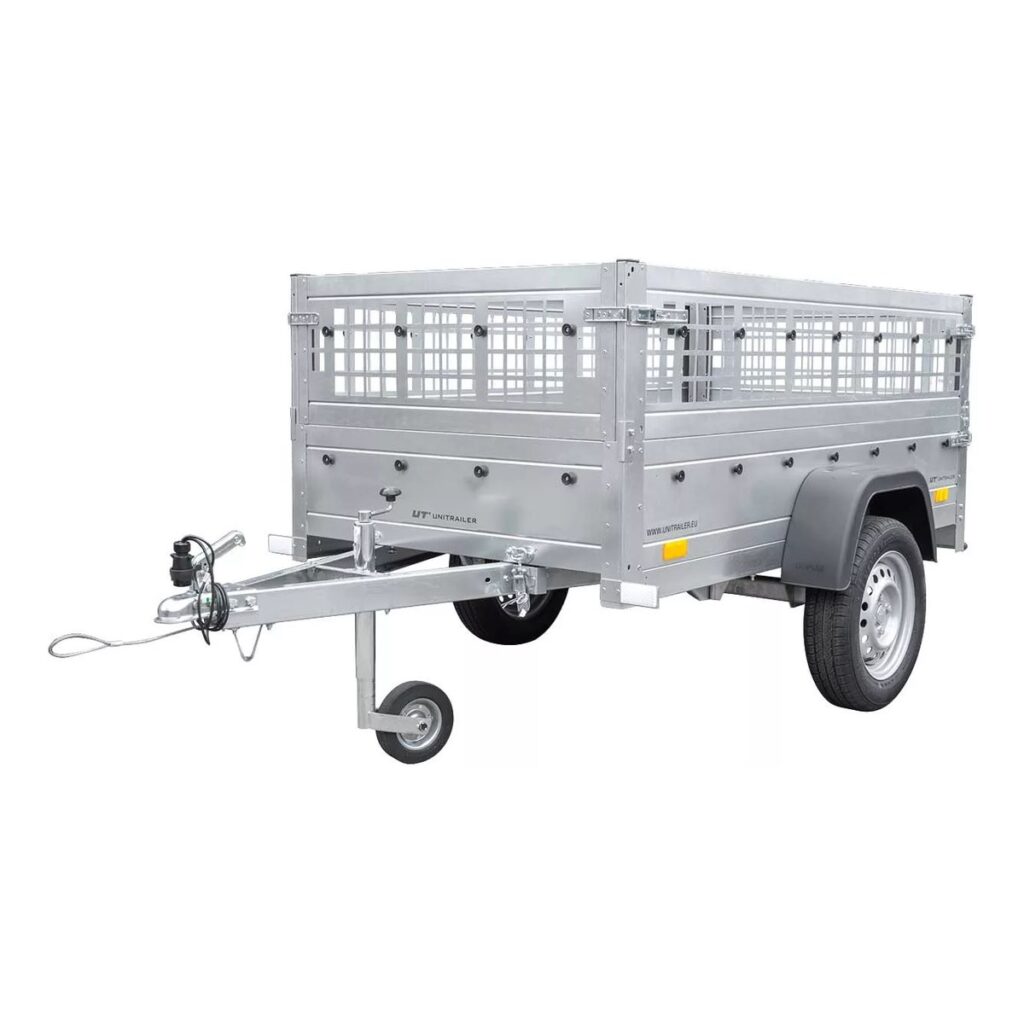 Remorque Garden Trailler 200 KIPP avec rehausses grillagées et roue jockey