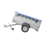 Remorque grillagée 200×106 avec bâche plate bleue, ridelles grillagées et roue jockey – Garden Trailer 200 KIPP